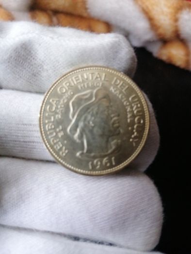 1961 Uruguay Silver 10 Pesos Coin