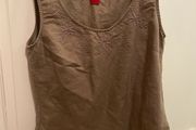 Olsen khaki brown scoop neck linen top size 10