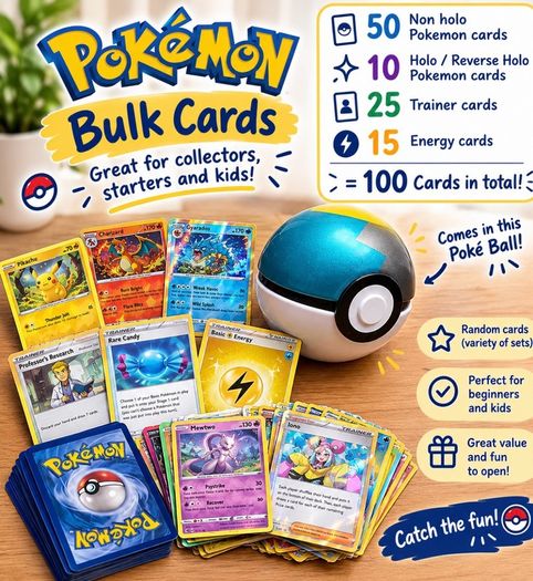 Pokemon TCG Bulk - 100 Cards in Poke Ball