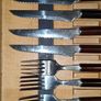 Newbridge Cuisine Twelve Piece Stainless Steel and Wood Steak Knife and Fork Set in Fitted Case Image 5