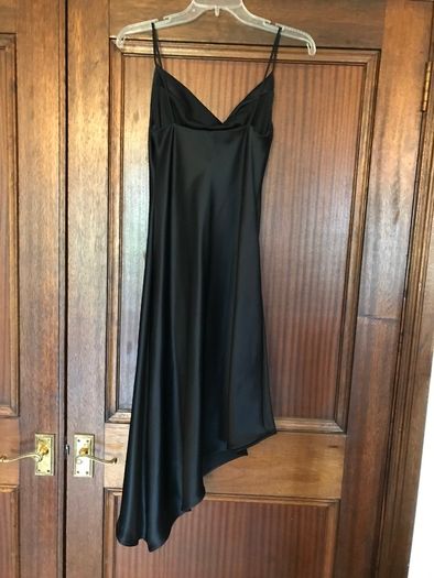 Black Lined Tapered Satin Dress