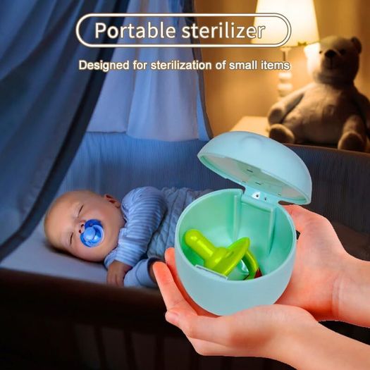 Portable Dummy Steriliser, Mini UV-C Sanitizer Box for Pacifier, 99.99% Sterilization in 3 Mins, USB-C Rechargeable, Mini Sterilizer Box for Baby Pacifier, Bottle Nipples and More