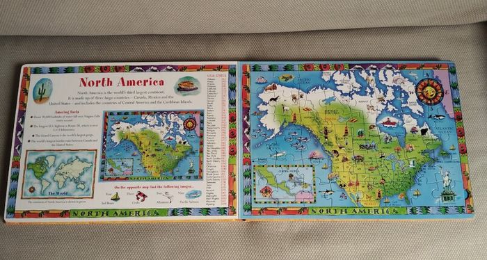 Seven continents of the world educational jigsaw book