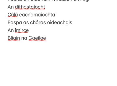 Leaving Cert Irish Essays & Oral Notes