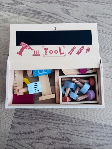 Wooden Pretend Play Toys Doctor's Set, Toolbox & Cleaning Set