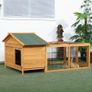 Wooden Rabbit Hutch Outdoor, Guinea Pig Hutch, Detachable Pet House Animal Cage with Openable Run and Roof, Lockable Door, and Slide-out Tray, 146 x 95 x 69cm Image 2