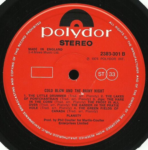 Planxty Cold Blow And The Rainy Night