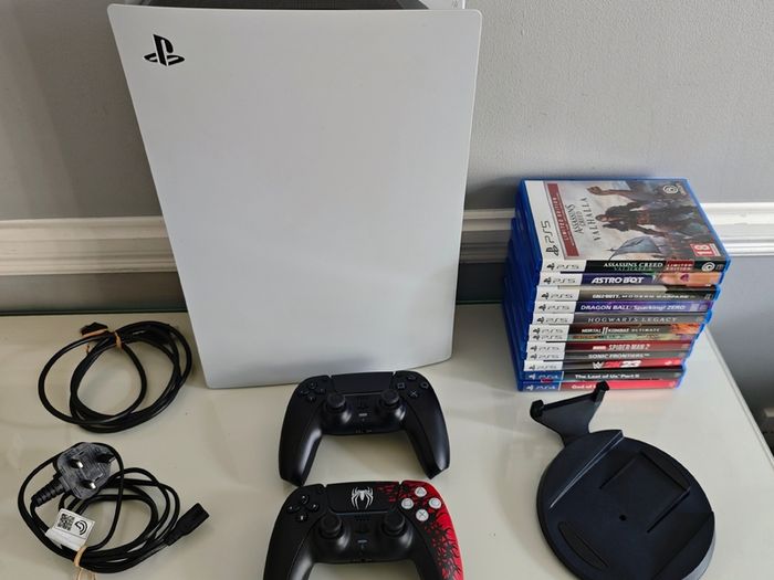 PS5 Disc Console with 2 Controllers and 12 Games - Excellent Condition
