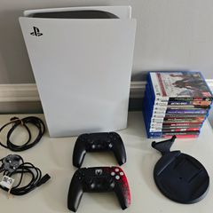 PS5 Disc Console with 2 Controllers and 12 Games - Excellent Condition