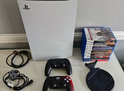 PS5 Disc Console with 2 Controllers and 12 Games - Excellent Condition