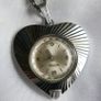 Vintage Sutton Wind Up Swiss Pendant Pocket Watch Silver Tone Heart Shaped (works well) Image 2