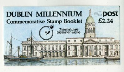 1988 Ireland Dublin Millennium Stamp Booklet overprinted for Essen Stamp Show in 1988 Mint Never Hinged (MNH)