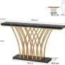 Gold Console Table, 150 x 29.5 x 80 with Lattice Metal Base for Entrance, Image 2
