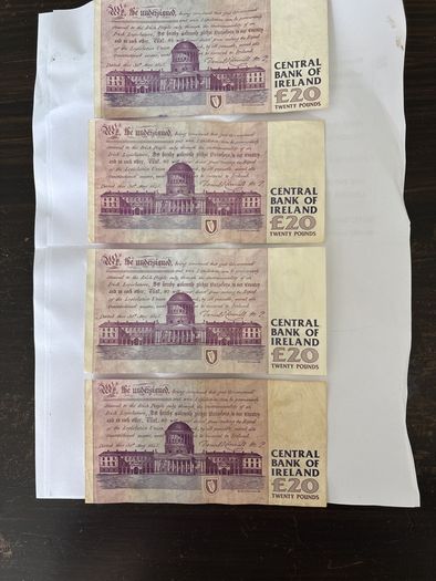 Irish 50 20 10 5 pound notes
