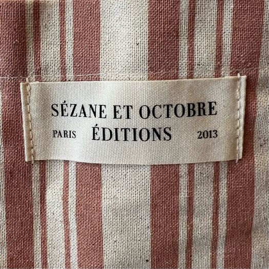 Sezane horizontal pink stripe tote bag