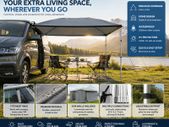 Camper Van Awning Canopy 2.6m x 2.6m  Waterproof Sun Shelter with Side Panels
