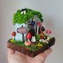 handcrafted fairy cottage with moss roof! Image 4