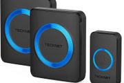 Wireless Doorbell, Waterproof Twin Wall Plug-in Cordless Door Chime Kit with 400m Range, 38 Chimes, 4-Level Volume &amp; Blue Light, Best for Plug in Door Entry Bell