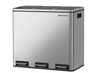 main image for ad 54 litres (3 x 18 L)  trash can, waste separation system, with 3 inner plastic buckets, pedal bin, trash can with foot pedal, made of fingerprint-free stainless steel, with handles (54 liters 3 x 18 L)
