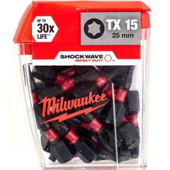 Milwaukee SHOCKWAVE TX15 25mm Impact Screwdriver Bit Box - Pack of 25 (4932430873)