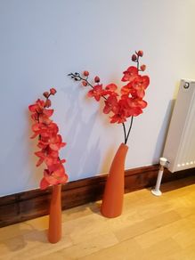 2 Vases with Artificial Orchids