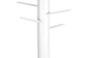 coat stand, clothes stand, solid wood, free-standing, tree shape, 8 hooks for jackets, hats, bags, entrance area, hallway, hooks and handrail made of rubber wood, white