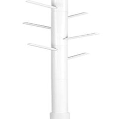 coat stand, clothes stand, solid wood, free-standing, tree shape, 8 hooks for jackets, hats, bags, entrance area, hallway, hooks and handrail made of rubber wood, white