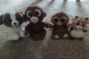 Bundle of 4 Ty Beanie Boos plush toys including the monkey phone holder stand