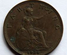 1926 George V Farthing coin