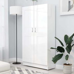 Book Cabinet High Gloss White 82.5x30.5x150 cm Chipboard