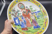Large Vintage Chinese Hand Painted Mid 20th Century Charger / Plate