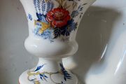 Vintage Crown Staffordshire Penang Flower Vase Urn White Blue Floral Bone China