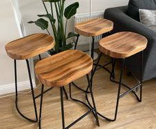 Premium Vintage-Style Elm Wood Barstools (Set of 4)