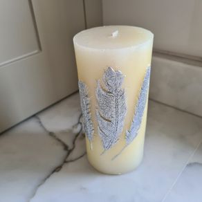 Cream-Colored Decorative Pillar Candle