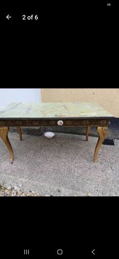 2 Vintage Marble Affect Coffee Tables