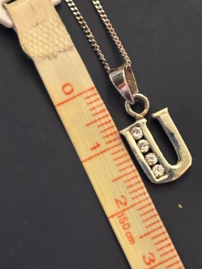 Brand New Sterling Silver Necklace With Initial / Letter U Pendant