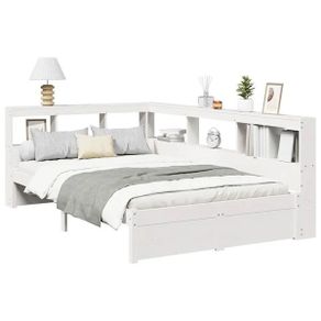 Bookcase Bed without Mattress White 90x190 cm Solid Wood Pine