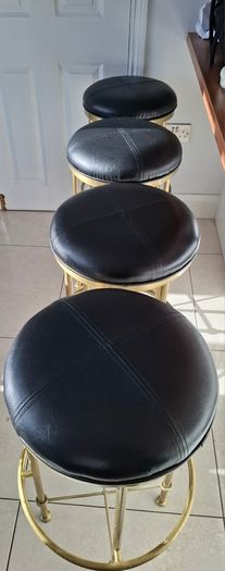 Set of 4 gold plated kitchen bar stools