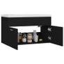 Sink Cabinet with Built-in Basin Black Chipboard Image 4