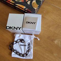 DKNY Oval Link Hematite Tone Bracelet / New