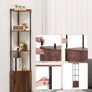 5 Tier Corner Shelf, Tall Corner Stand with LED Light and Doors, Wall Shelves Tower Storage Organizer, Metal Frame & Wooden Shelves Image 6
