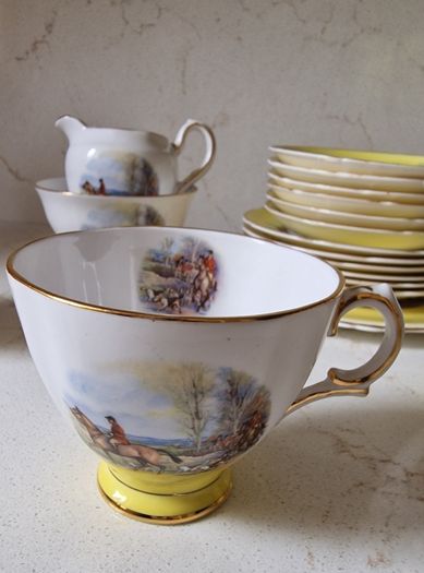 Vintage Royal Tara China Tea set Hunting scene
