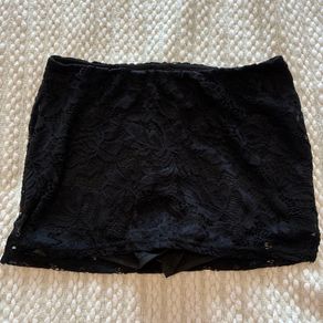 Black lace mini skirt