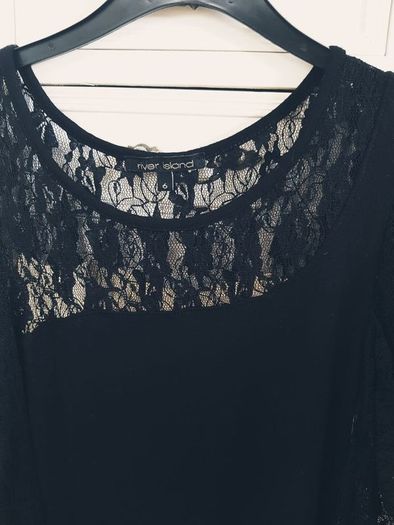 River Island Black Lace Top - Size 6