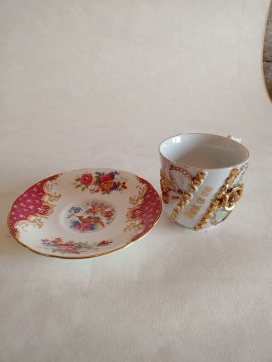 Vintage English Ceramic Pearlware Cup & Saucer