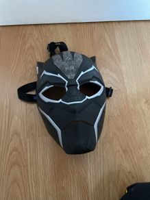 Black panther mask with purple light able forehead and slidable purple eyes