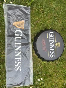guinness bar runner and metal wall cap