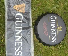 guinness bar runner and metal wall cap