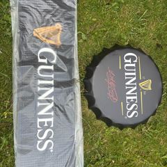 guinness bar runner and metal wall cap