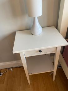 White bedside locker with drawer